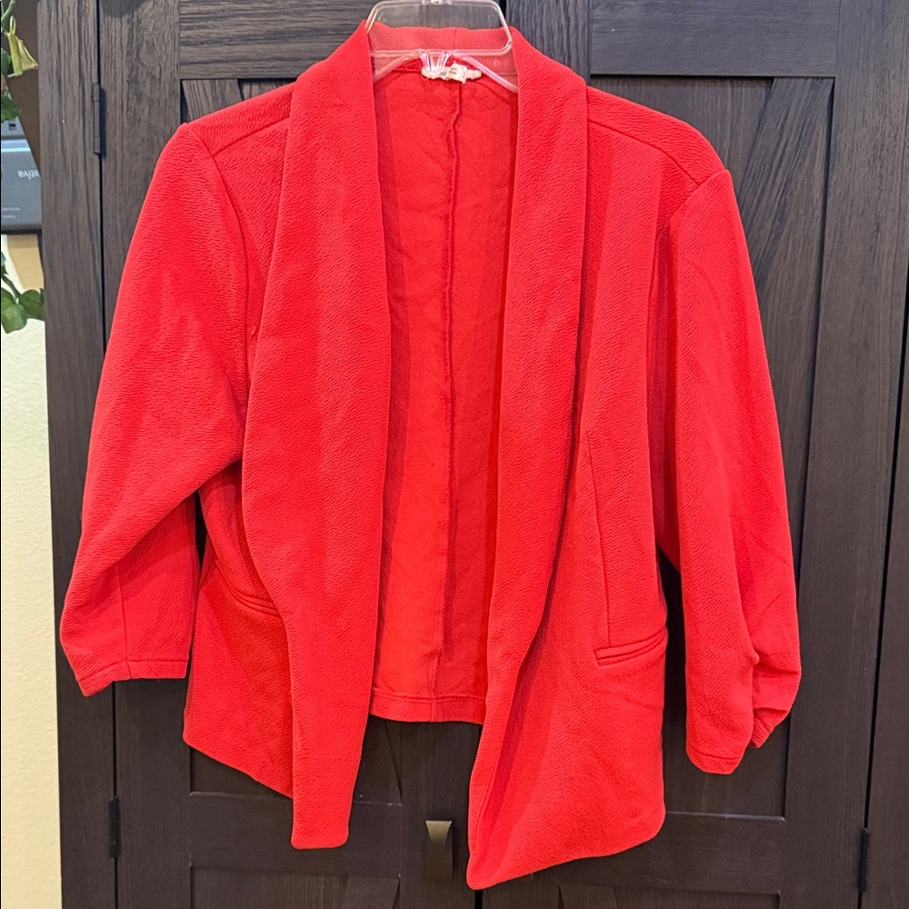 Maurices Red Open Front Blazer Jacket